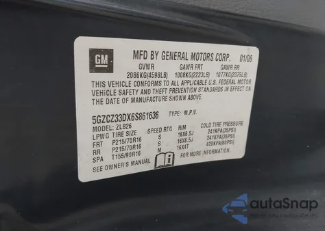 2006 Saturn Vue 4 Cyl from USA, damaged, VIN 5GZCZ33DX6S861636